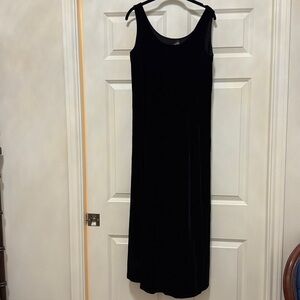 Eileen Fisher Black Maxi Dress tank velvet, rayon, silk, spandex size S